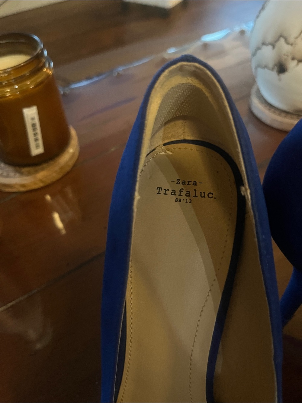 Zara Cobalt Suede Pointed-Toe Pumps - Picture 2 of 5